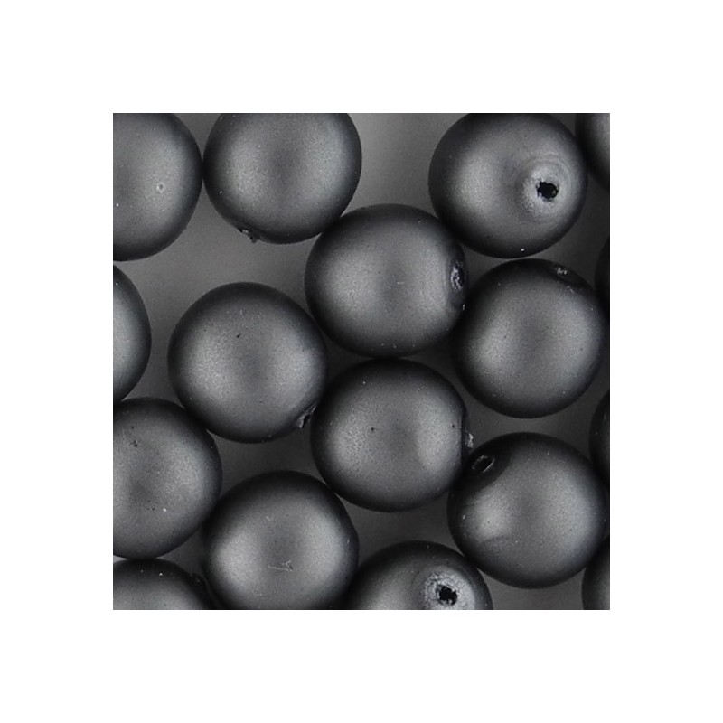 Preciosa pyöreä mattapintainen helmiäislasihelmi 10 mm, hematiitti